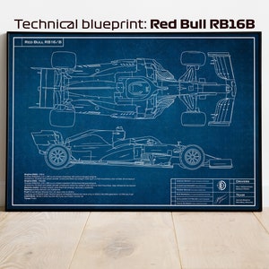 RB16B Red Bull Racing technical blueprint, Verstappen, F1, Formula-1, F1 Posters, F1 Art, Formula 1 Wall Art, Gifts for Him, Motorsport