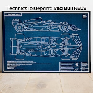 RB19 Red Bull Racing technical blueprint, Verstappen, F1, Formula-1, F1 Posters, F1 Art, Formula 1 Wall Art, Gifts for Him, Motorsport