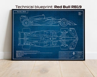 RB19 Red Bull Racing technical blueprint, Verstappen, F1, Formula-1, F1 Posters, F1 Art, Formula 1 Wall Art, Gifts for Him, Motorsport