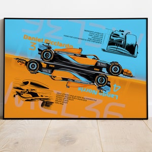 Norris y Ricciardo, MCL36 Mclaren, F1, Formula-1, F1 Posters, F1 Art, Formula 1 Wall Art, Regalos para él, Motorsport, F1 memorabilia