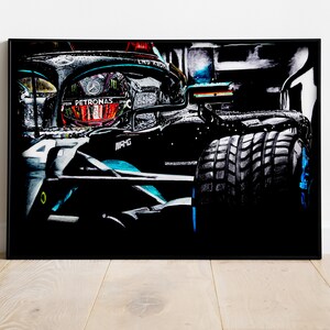 "Lewis Kilimando 2020, Hungaroring, Mercedes Sportwagen, Formel-1 Poster in Papier- und Leinwandform + digital gedruckt."