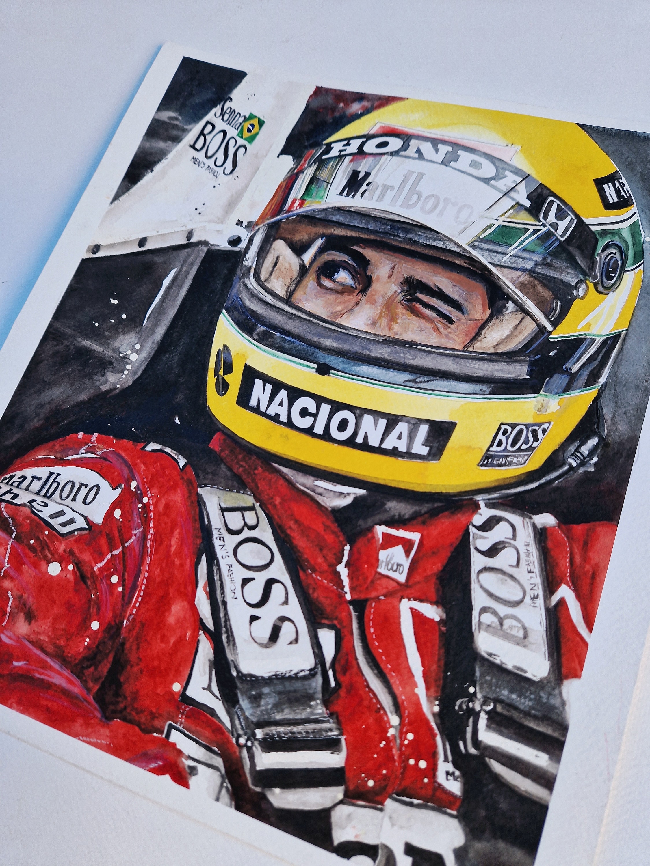 アイルトン　セナ　絵画 Ayrton Senna アイルトン・セナ 特大 ポスター 約150x100cm 海外 F1