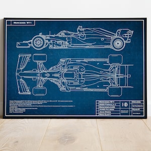 W11 Mercedes blueprint, Lewis Hamilton and Valtteri Bottas, F1, Formula-1, F1 Posters, F1 Art, Formula 1 Wall Art, Gifts for Him, Motorsport