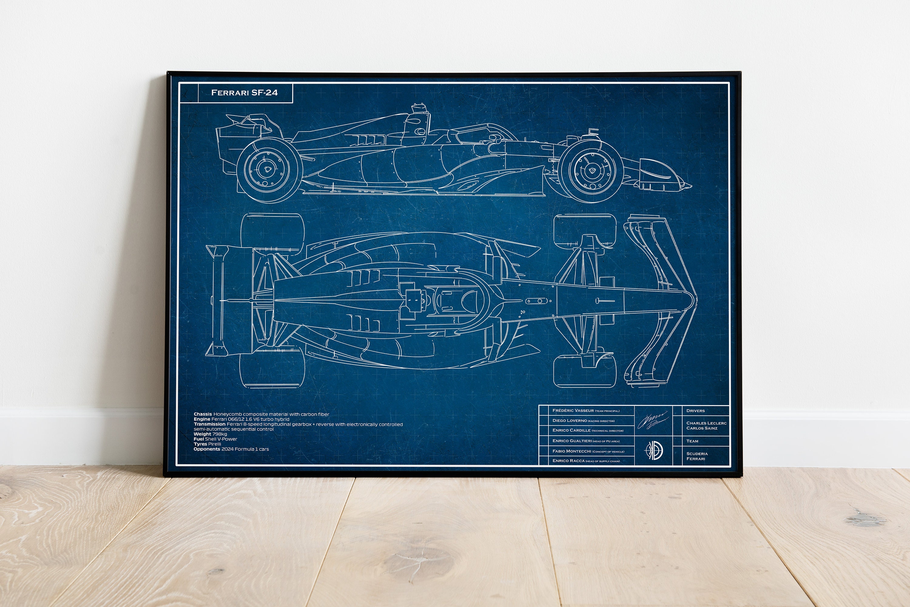 Ferrari SF-24 Blueprint Poster, Formula 1 Art, Leclerc Sainz - Etsy