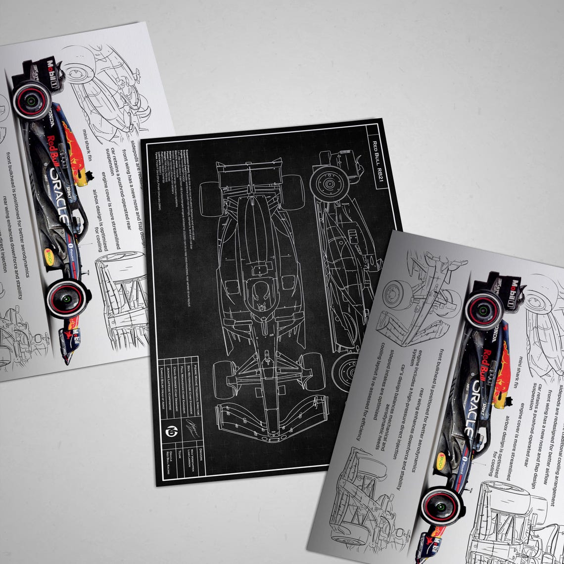 RB21 Red Bull Racing Blueprint, Verstappen Lawson F1 Art - Etsy