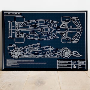 Plano técnico del McLaren MCL38, Lando Norris, Piastri, F1, Fórmula 1, Pósters de F1, Arte de F1, Arte mural de Fórmula 1, Regalos para él, Deportes de motor