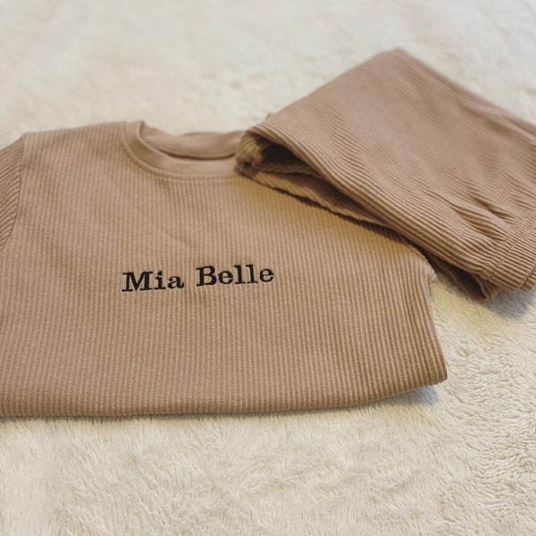 Ribbed tracksuit, Ribbed Loungewear, Embroidered Loungeset, Personalised outfit, Personalised Tracksuit, childrens clothing, children outfit