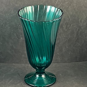 Jeannette, Swirl, Ultra Marine, 8 1/2&quot; Footed Vase, made 1937-38