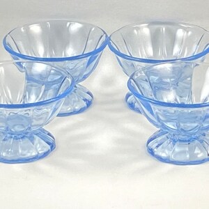 Set of 4, New Martinsville, Janice, Azure Blue, Footed Sherbets, made 1926-44