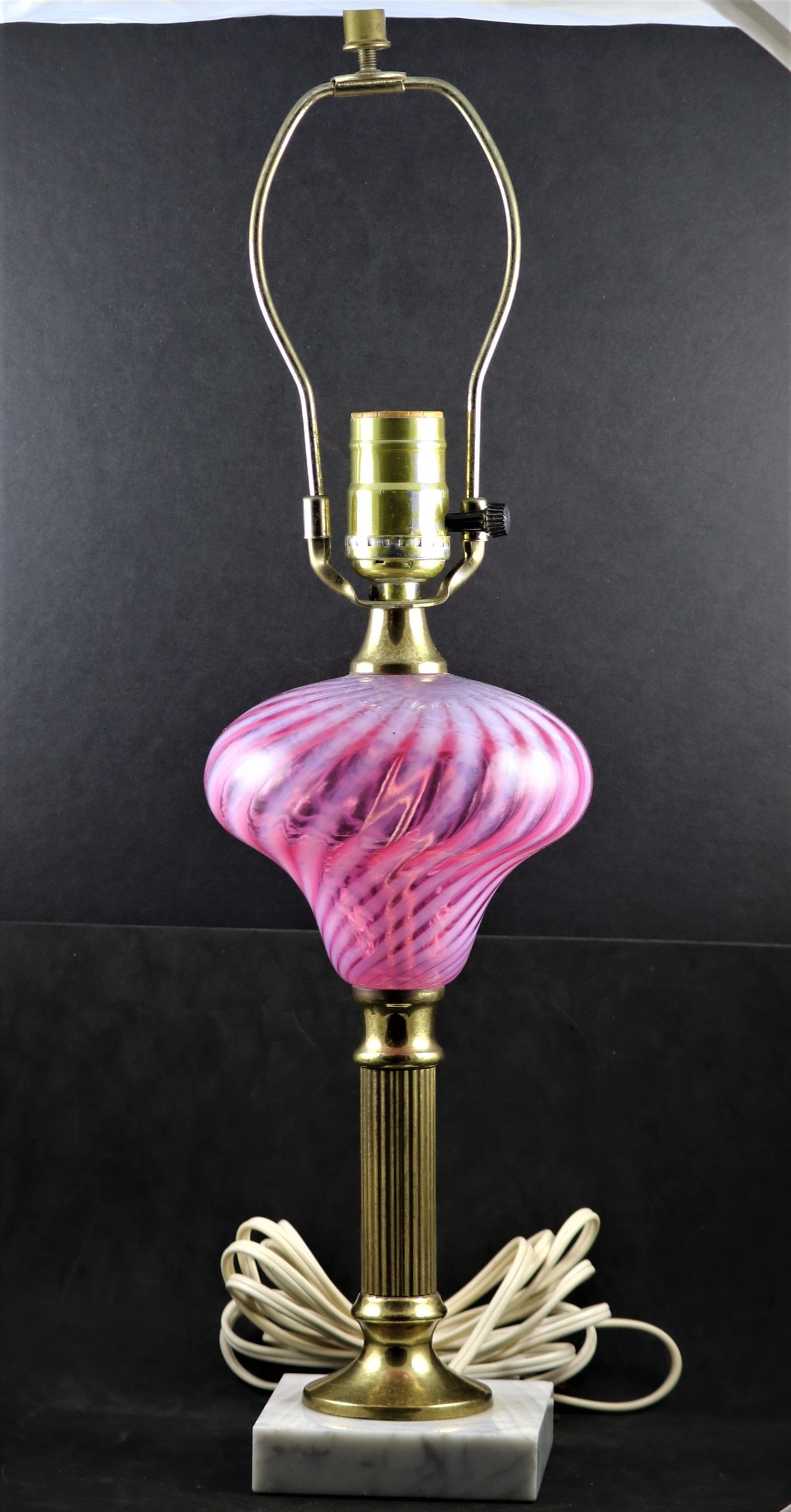 Fenton Cranberry Opalescent Swirl Tall Electric Lamp made Etsy