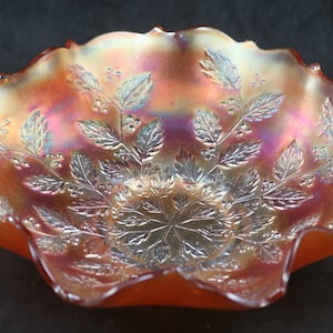 Fenton, Holly, Carnival, Ruffled Top, 9&quot;, Bowl, made by Fenton Art Glass Co.