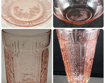 Federal, Sharon aka Cabbage Rose, Pink Depression Glass, made 1935-39, Various Items