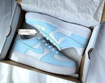 Custom Nike Air Force 1 Mid Baby Blue Light Blue Black - Etsy