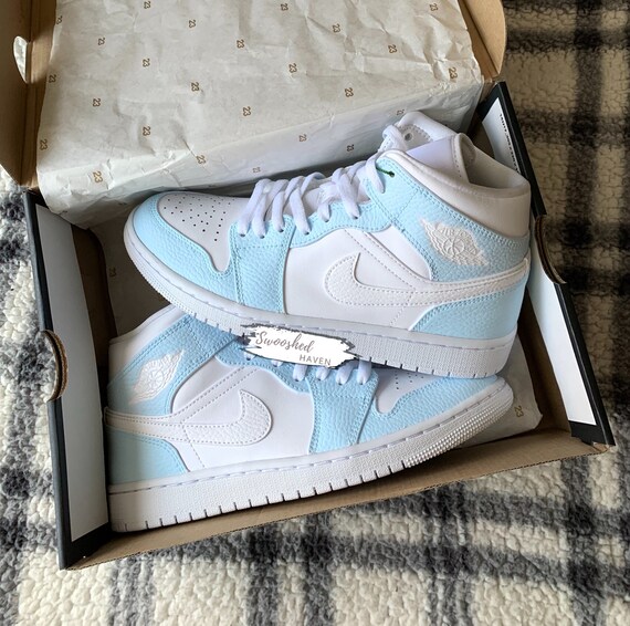 Baby Blue Air Jordan 1 Mids - Etsy 