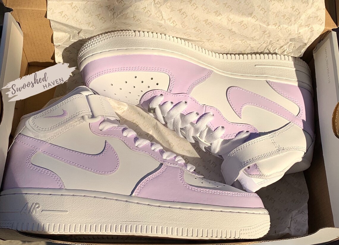 Custom Nike Lilac Air Force 1 Mids | Etsy