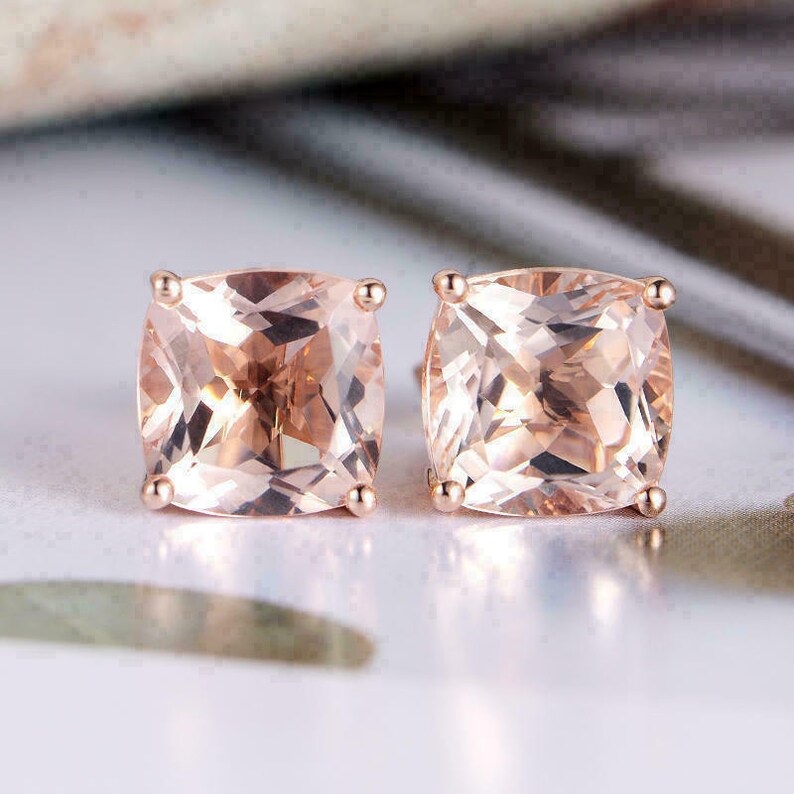 2Ct Oval Cut Peach Morganite & Diamond Halo Stud Earrings 14k Rose Gold Finish 2Ct Oval Cut Peach Morganite & Diamond Halo Stud Earrings 14k Rose Gold Finish