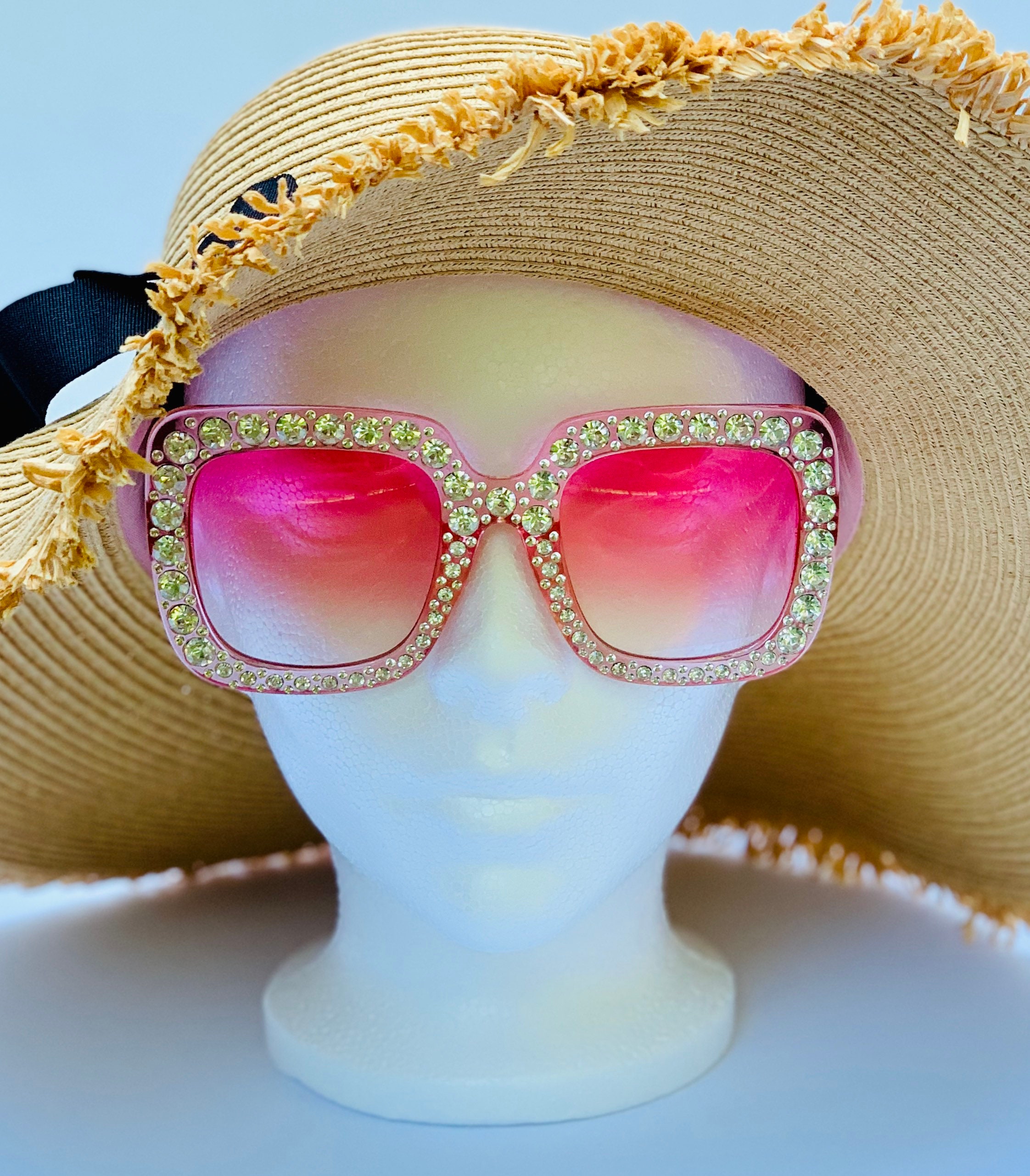 Rome Love Square Oversized Sunglasses for Women Blue Pink