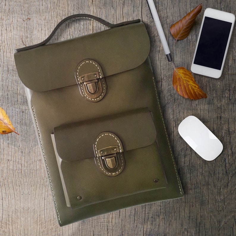 macbook case,macbook pro 13 case Green Leather macbook pro13 backpack Laptop Sleeve Macbook sleeve Gift for her Gift for him