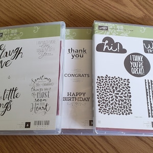 Stampin' Up! RITIRATO, "Layering Love", "Hey You" "I Think You're Great", Gomma rossa, Supporto per aggrappi, Set di francobolli