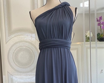 SLATE BLUE Dress, Convertible Bridesmaid Dress, Multi Wrap Dress, Maxi Infinity Dress, Evening Dress, Wedding Dress, Bridal Party Dress