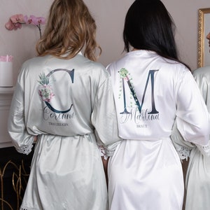 Silky Bridesmaid Robes, Personalized Bridal Robes, Bridesmaid Gifts, Sage Green Robe, Gift for Bridesmaid