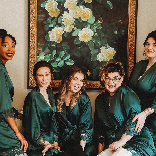 Bridesmaid Robes, Emerald Green  Robes, Bridesmaid Gifts, Softest Bridesmaids Robes, Bridesmaid Proposal, Custom Bridal Robes