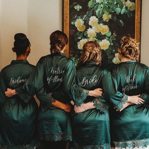 Emerald Green Bridesmaid Robes, Customized Wedding Robes, Bridal Party Robes for Bridesmaids, Bride Robe image 1