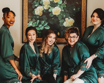 Bridesmaid Robes, Emerald Green  Robes, Bridesmaid Gifts, Softest Bridesmaids Robes, Bridesmaid Proposal, Custom Bridal Robes