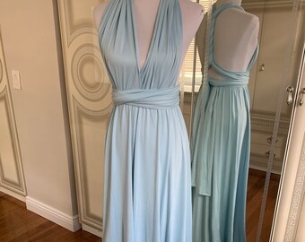 SKY BLUE Infinity Dress, Bridesmaid Dress, Evening Dress, Wedding Cocktail Party Dress, Floor Length Bridesmaid Dress, Bridal Party Dress