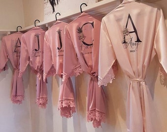 Rosewood Bridesmaid Robes, Wedding Party Robes, Bride Robe, Bridesmaids Gifts Set, Soft Mauve, Dusty Rose, Blush Robes