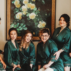 Emerald Green Bridesmaid Robes, Customized Wedding Robes, Bridal Party Robes for Bridesmaids, Bride Robe image 3