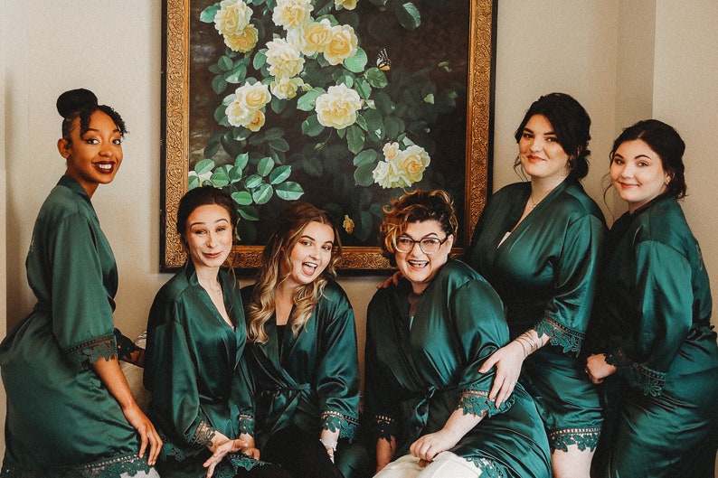 Emerald Green Bridesmaid Robes, Customized Wedding Robes, Bridal Party Robes for Bridesmaids, Bride Robe afbeelding 3