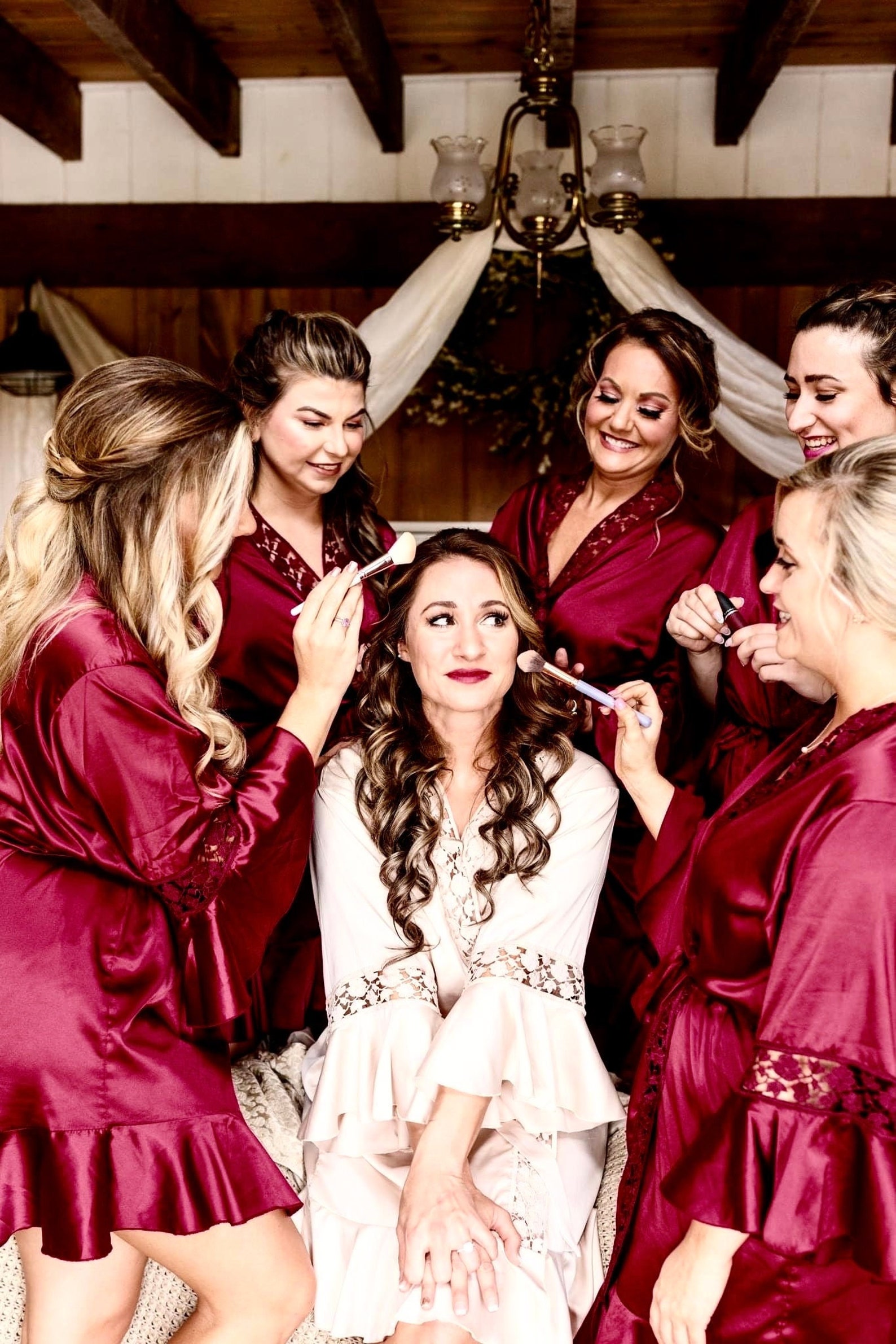 Ruffle Bridesmaid Robes Burgundy Robes Getting Ready Robes Etsy