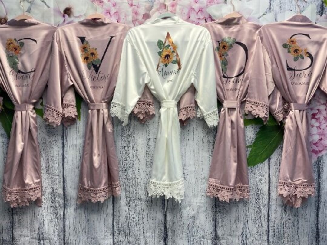 Sunflower Bridesmaid Robes, Bridal Robes, Bridesmaid Robe, Wedding