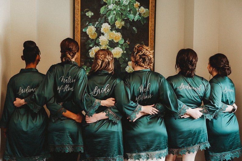 Emerald Green Bridesmaid Robes, Customized Wedding Robes, Bridal Party Robes for Bridesmaids, Bride Robe afbeelding 1