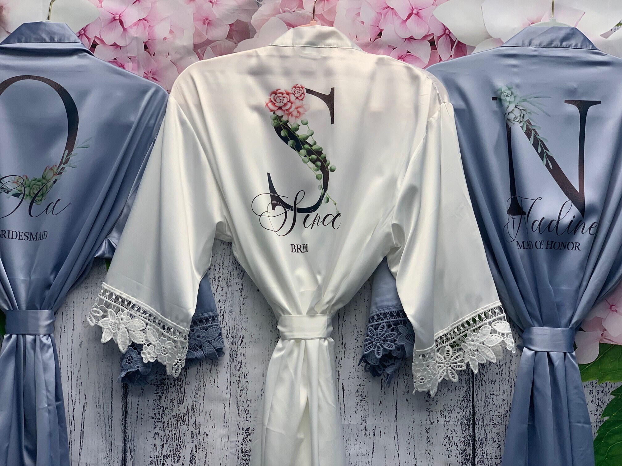Bridesmaid Robes Bridal Robes Satin Dressing Gown Dusty 