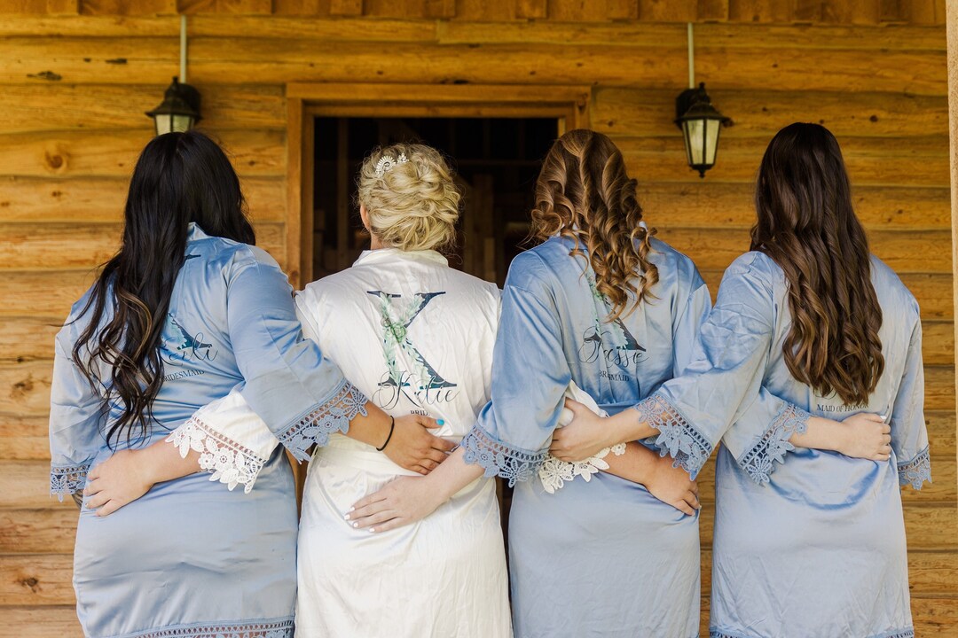 Dusty Blue Bridesmaid Robes Personalized Bridal Robes Etsy