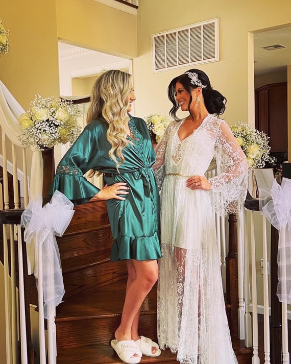 emerald green bridesmaid robes