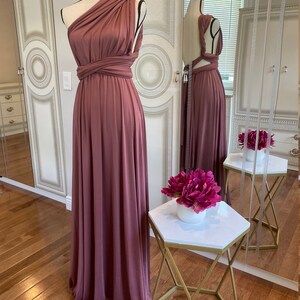 NOUVELLES COULEURS Robe de demoiselle d'honneur, robe longue infinité, robe portefeuille convertible multi-positions, robe de soirée, cocktail de mariage, robe en bois de rose image 8