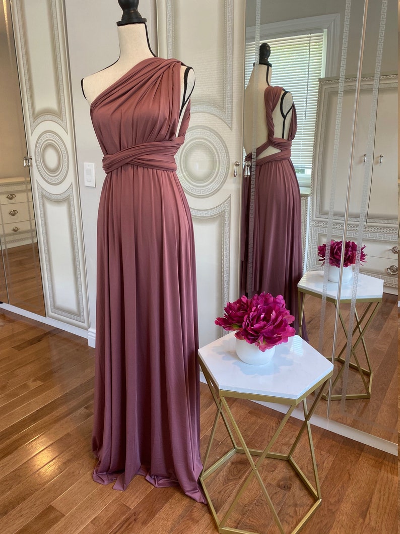 NOUVELLES COULEURS Robe de demoiselle d'honneur, robe longue infinité, robe portefeuille convertible multi-positions, robe de soirée, cocktail de mariage, robe en bois de rose image 8