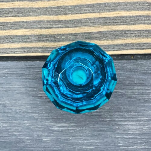 Turquoise Aqua Blue FLARE CUT Crystal GLASS Knob Shabby Etsy