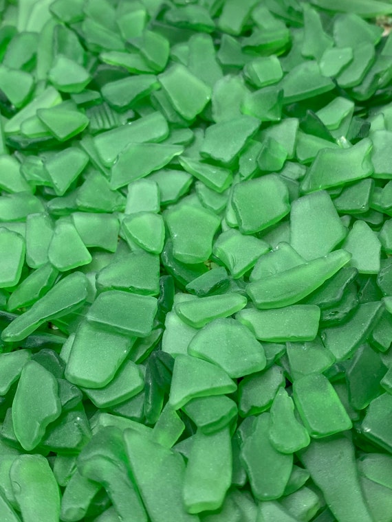 Tumbled Glass Emerald Green Pieces in Bulk - Love Sea Glass