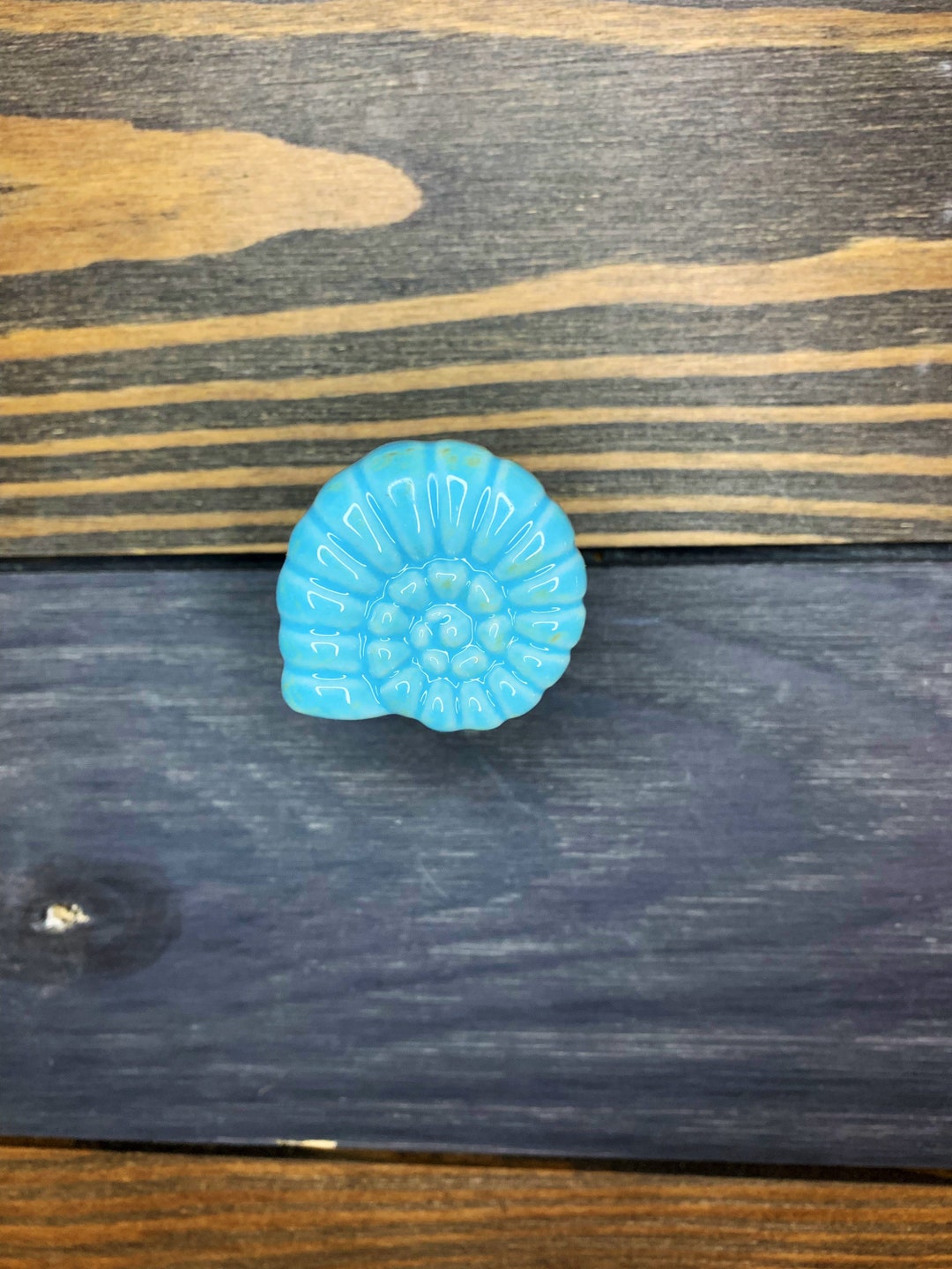 Blue Shell Knob, Ceramic Shell Knob, Nautical Drawer Knob, Shell