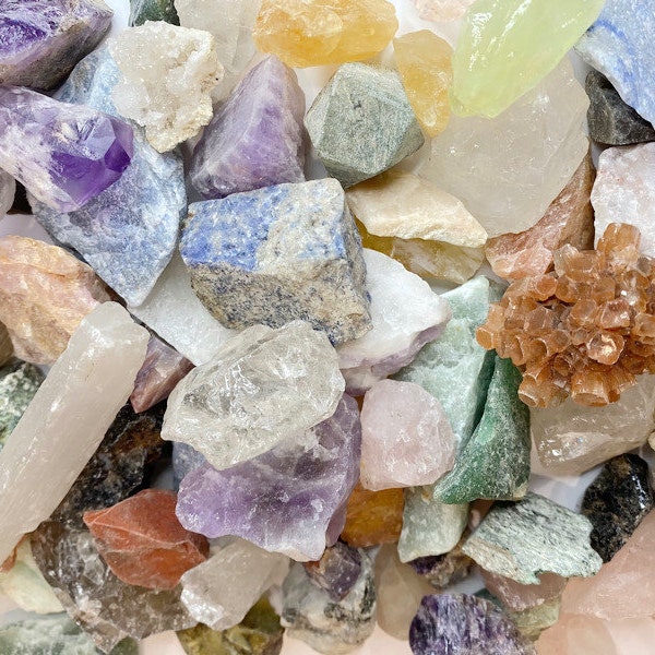 Rough Raw Gemstone Mixed Crystals in Assorted Sizes Gems Crystal Natural Stones 2oz, 4oz, 8oz, or 12oz Mixed Gemstone Point Raw Rough Stones