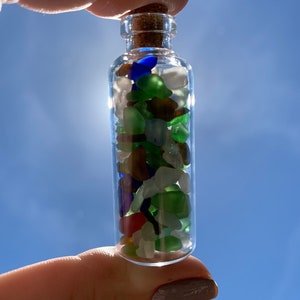 Sea Glass Bottle filled with Micro Sized Extra Small TINY Pieces of Beach Glass Jewelry Sea Glass Ocean Glass Frosty Art Glass FREE SHIPPING