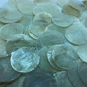 Capiz Shells Round 1&quot; - Flat shells - Natural Cream Capiz - Beach Wedding Favors - Crafts Supplies Crafting - Home Decor!