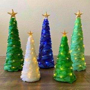DIY Sea Glass Xmas Trees