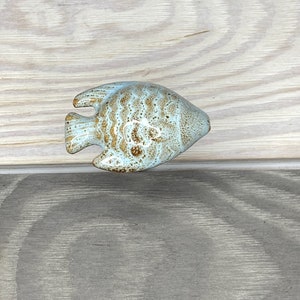 Blue Fish Knob, Light Blue Finish Fish Knob, Nautical Dresser Drawer Knob, Nautical Drawer Pull, Ceramic Blue Fish Knob, Coastal Home Decor