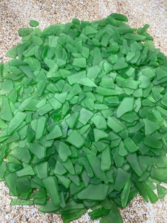 Tumbled Glass Emerald Green Pieces in Bulk - Love Sea Glass