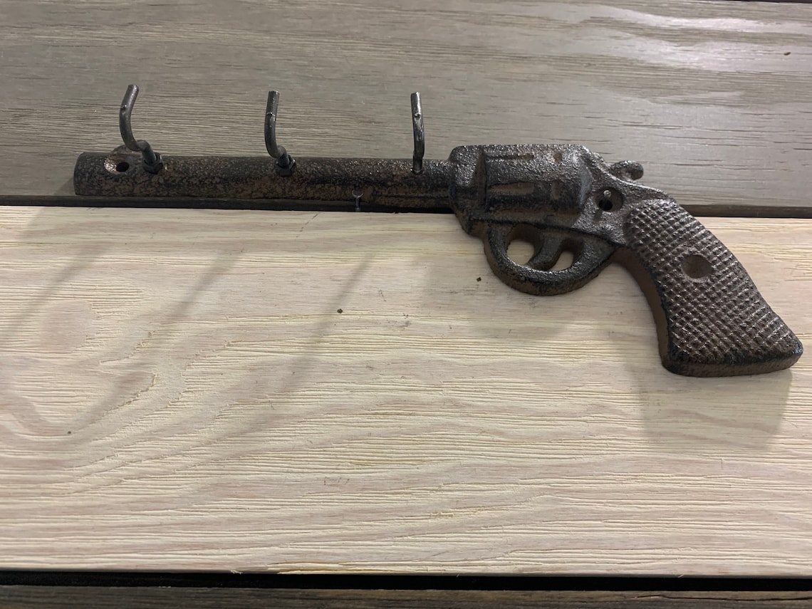 Cast Iron Gun With Hooks Wall Decor Man Cave Decor Gift Etsy